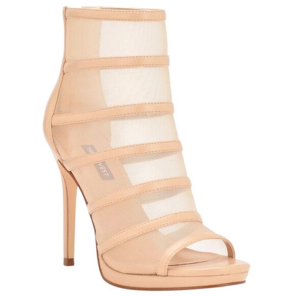 Nine West Larang Heeled Ankle Boots in Light Natural - Picture 1 of 9